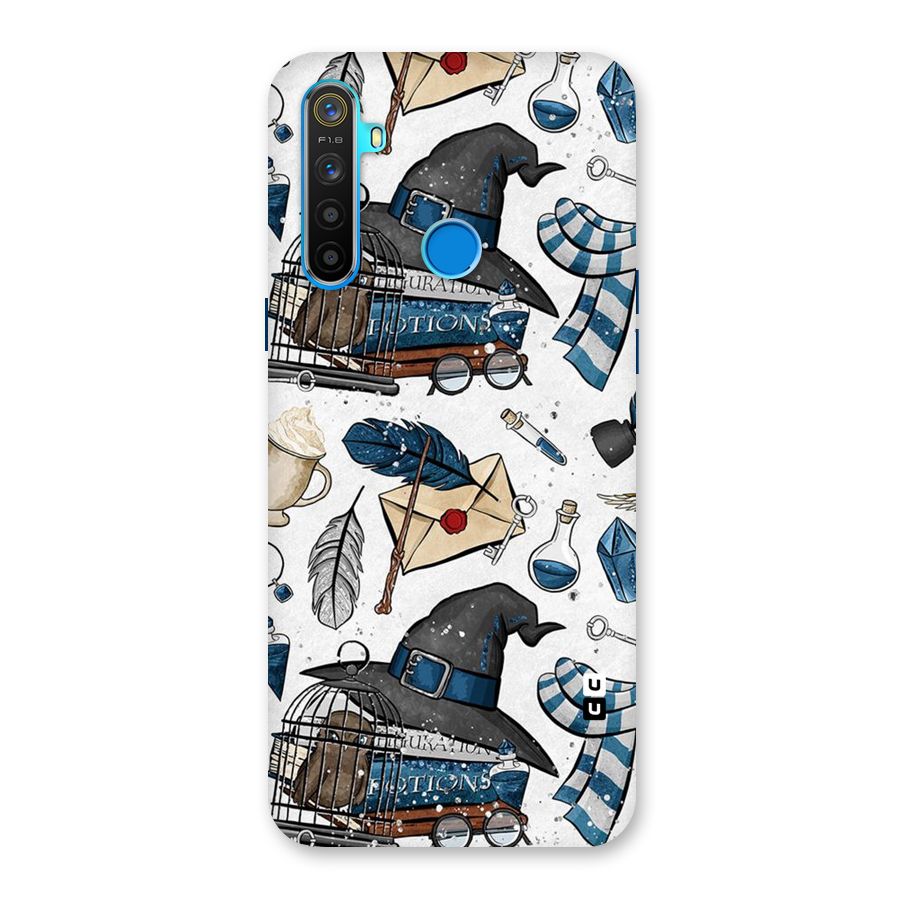 Blue Feather Hat Design Back Case for Realme 5