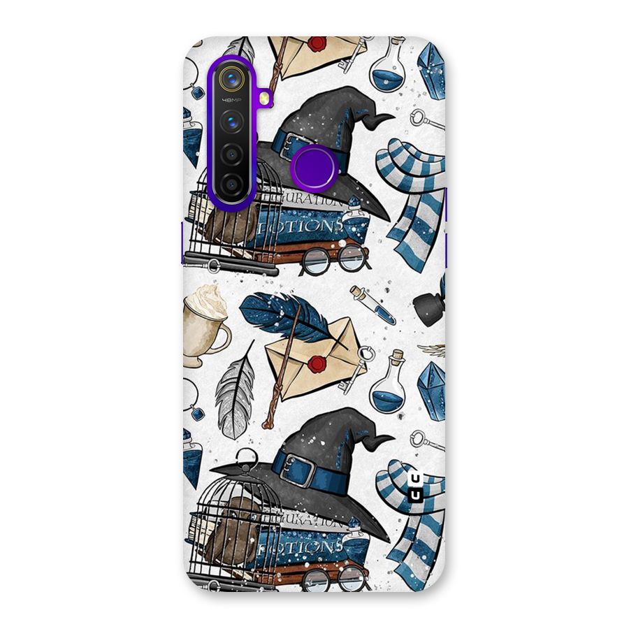 Blue Feather Hat Design Back Case for Realme 5 Pro