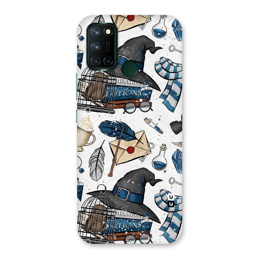 Blue Feather Hat Design Back Case for Realme 7i