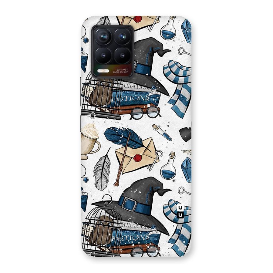 Blue Feather Hat Design Back Case for Realme 8