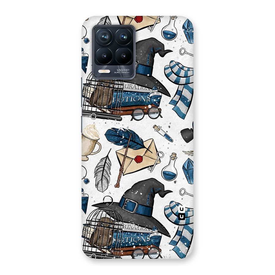 Blue Feather Hat Design Back Case for Realme 8 Pro