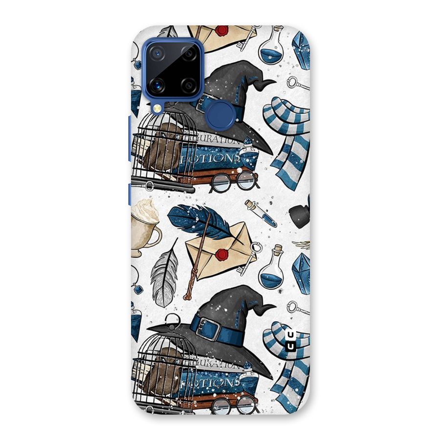 Blue Feather Hat Design Back Case for Realme C15