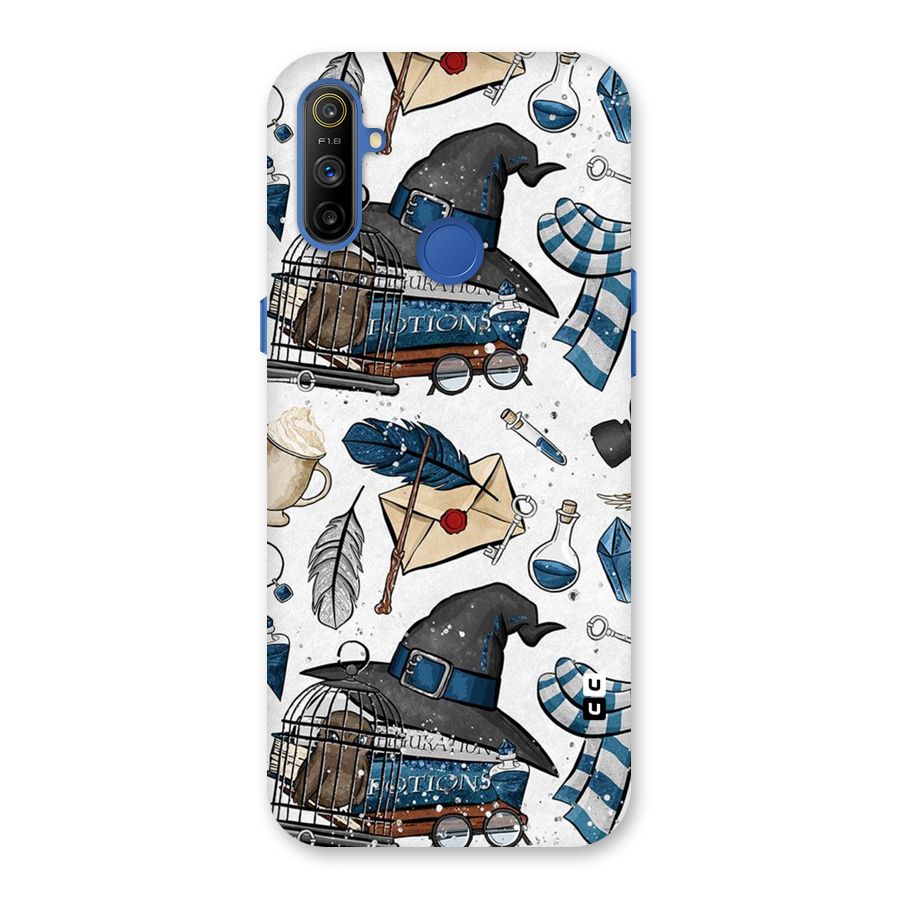Blue Feather Hat Design Back Case for Realme Narzo 10A