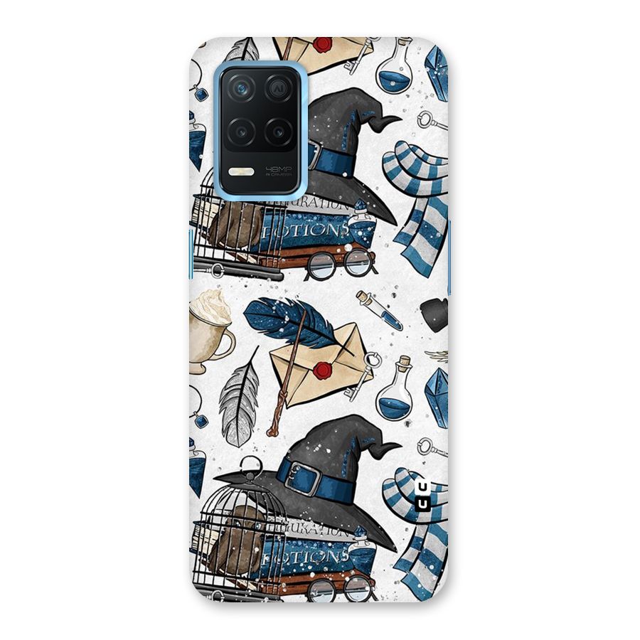Blue Feather Hat Design Back Case for Realme Narzo 30 5G