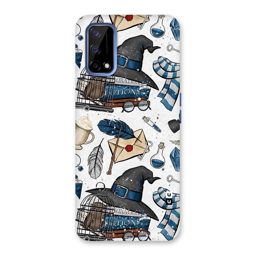 Blue Feather Hat Design Back Case for Realme Narzo 30 Pro
