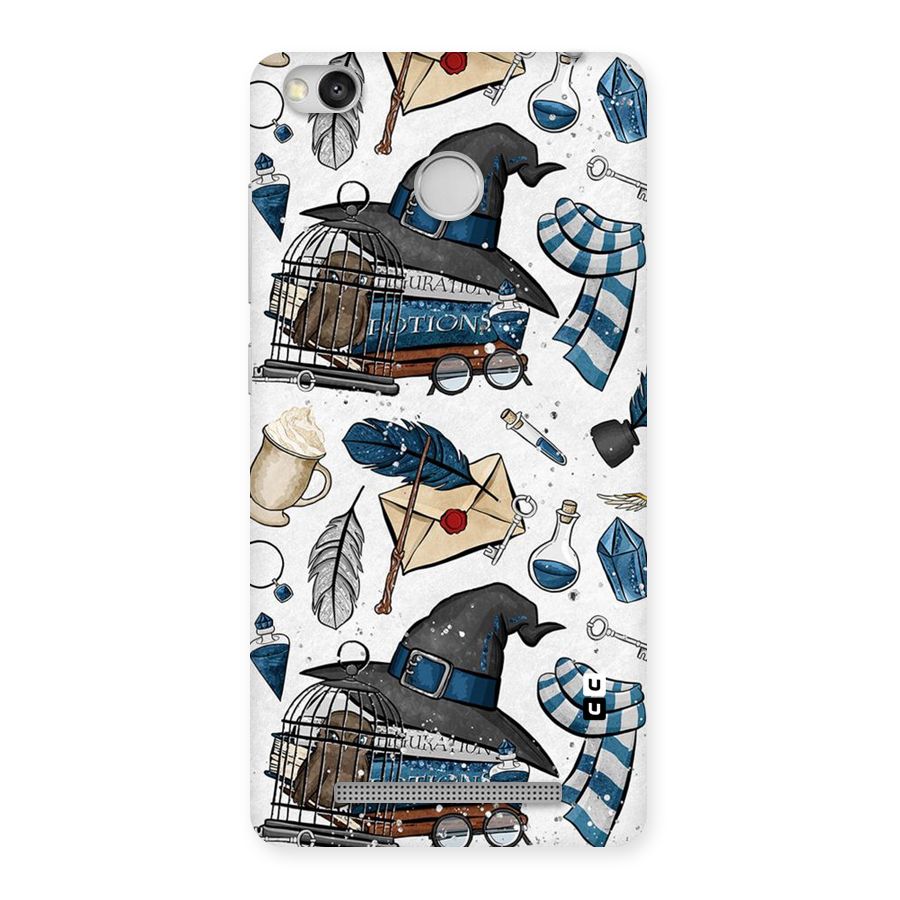 Blue Feather Hat Design Back Case for Redmi 3S Prime