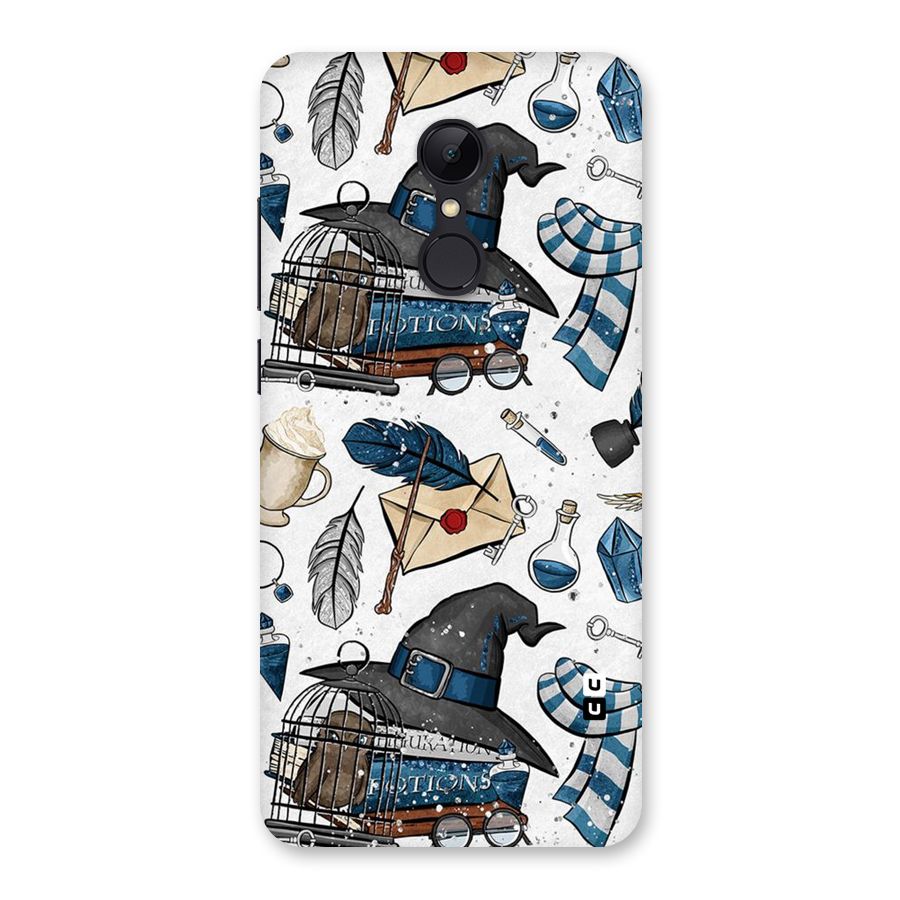 Blue Feather Hat Design Back Case for Redmi 5