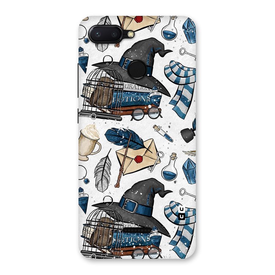 Blue Feather Hat Design Back Case for Redmi 6