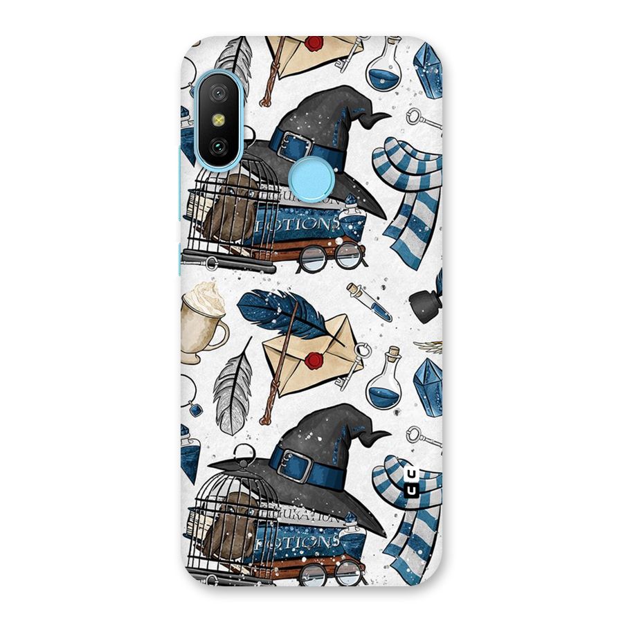 Blue Feather Hat Design Back Case for Redmi 6 Pro