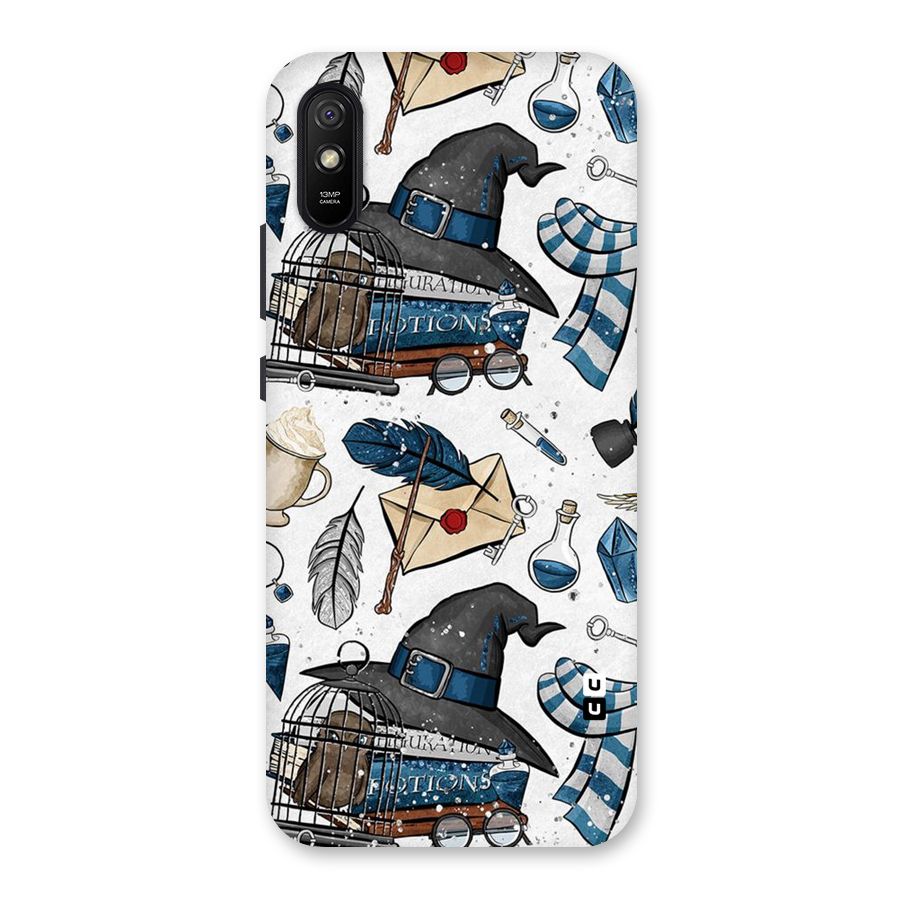 Blue Feather Hat Design Back Case for Redmi 9A