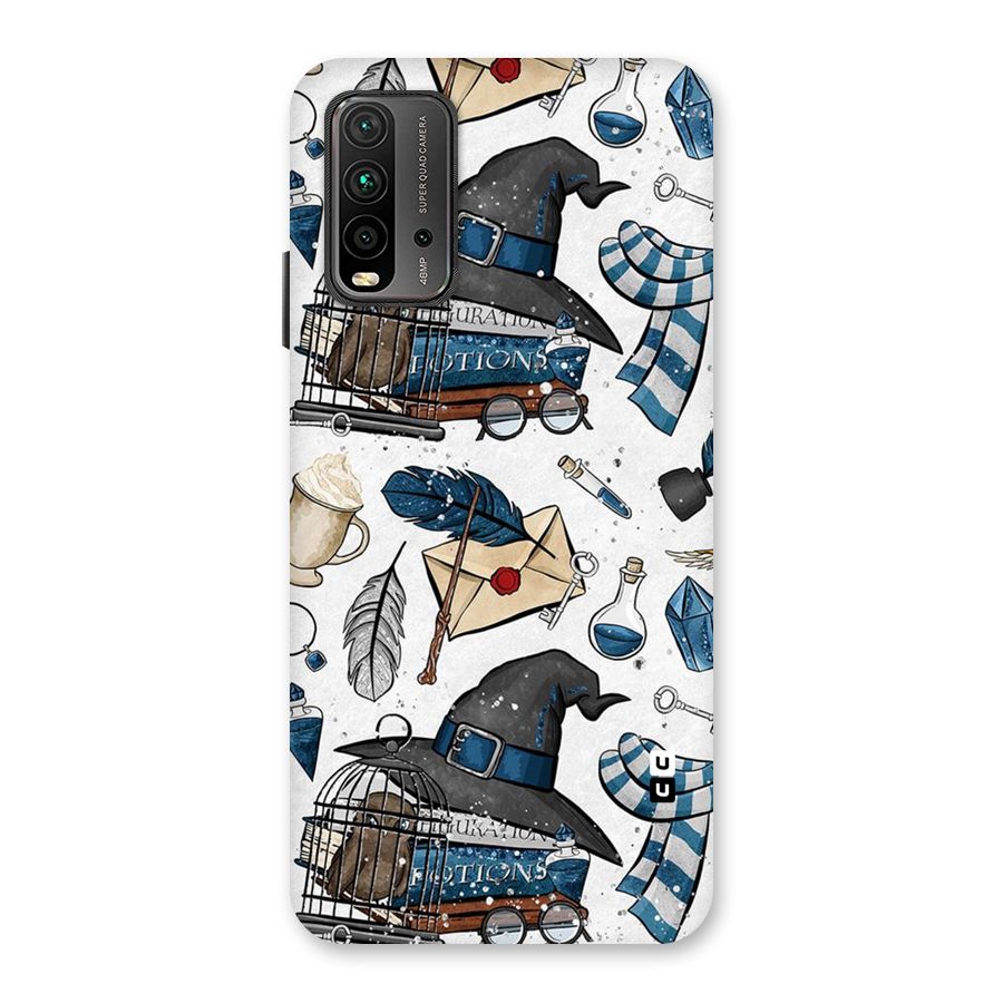 Blue Feather Hat Design Back Case for Redmi 9 Power