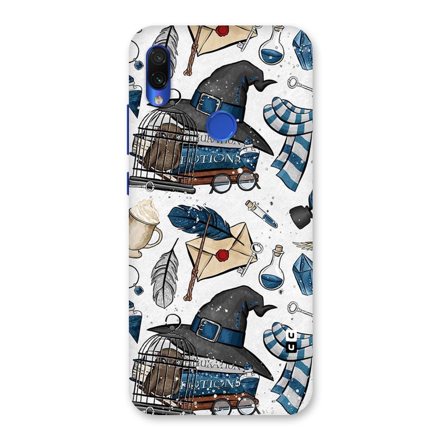 Blue Feather Hat Design Back Case for Redmi Note 7S