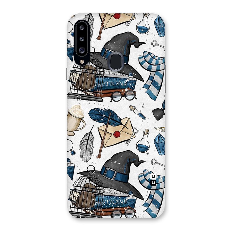 Blue Feather Hat Design Back Case for Samsung Galaxy A20s