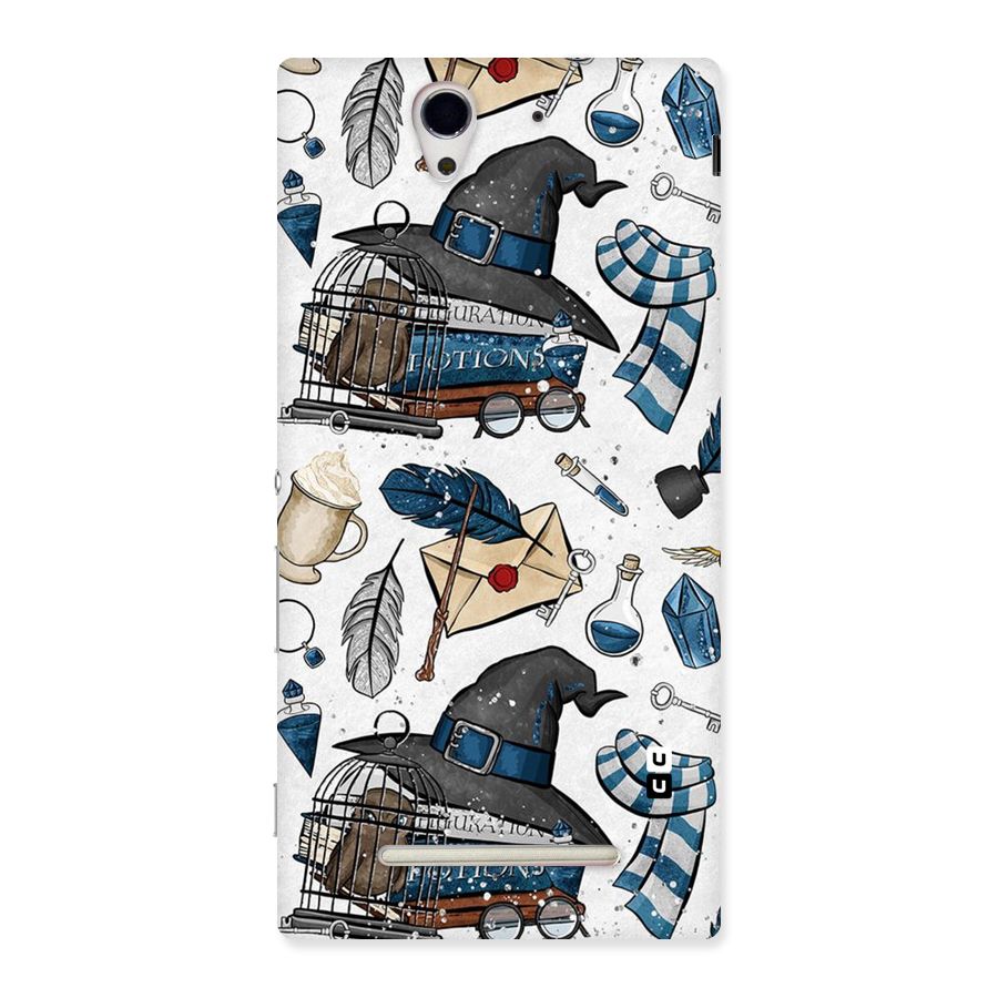 Blue Feather Hat Design Back Case for Sony Xperia C3