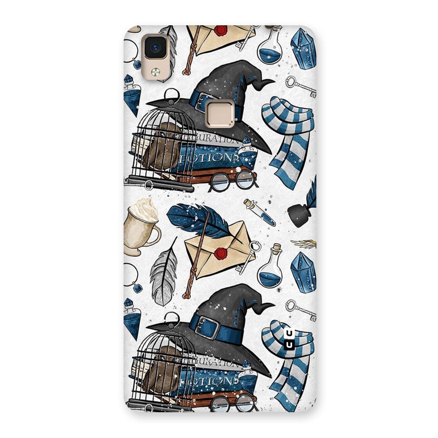 Blue Feather Hat Design Back Case for V3 Max