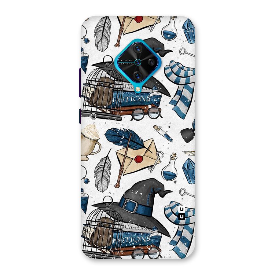 Blue Feather Hat Design Back Case for Vivo S1 Pro