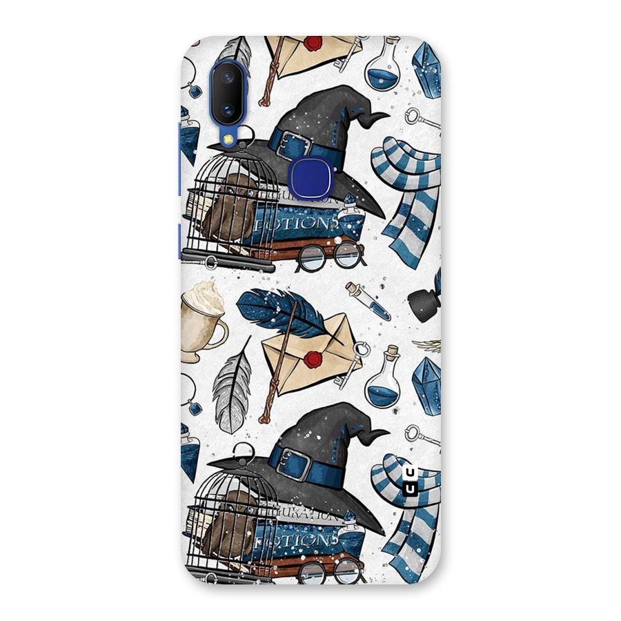 Blue Feather Hat Design Back Case for Vivo V11