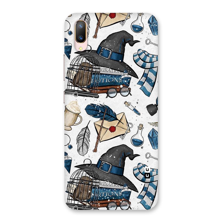 Blue Feather Hat Design Back Case for Vivo V11 Pro
