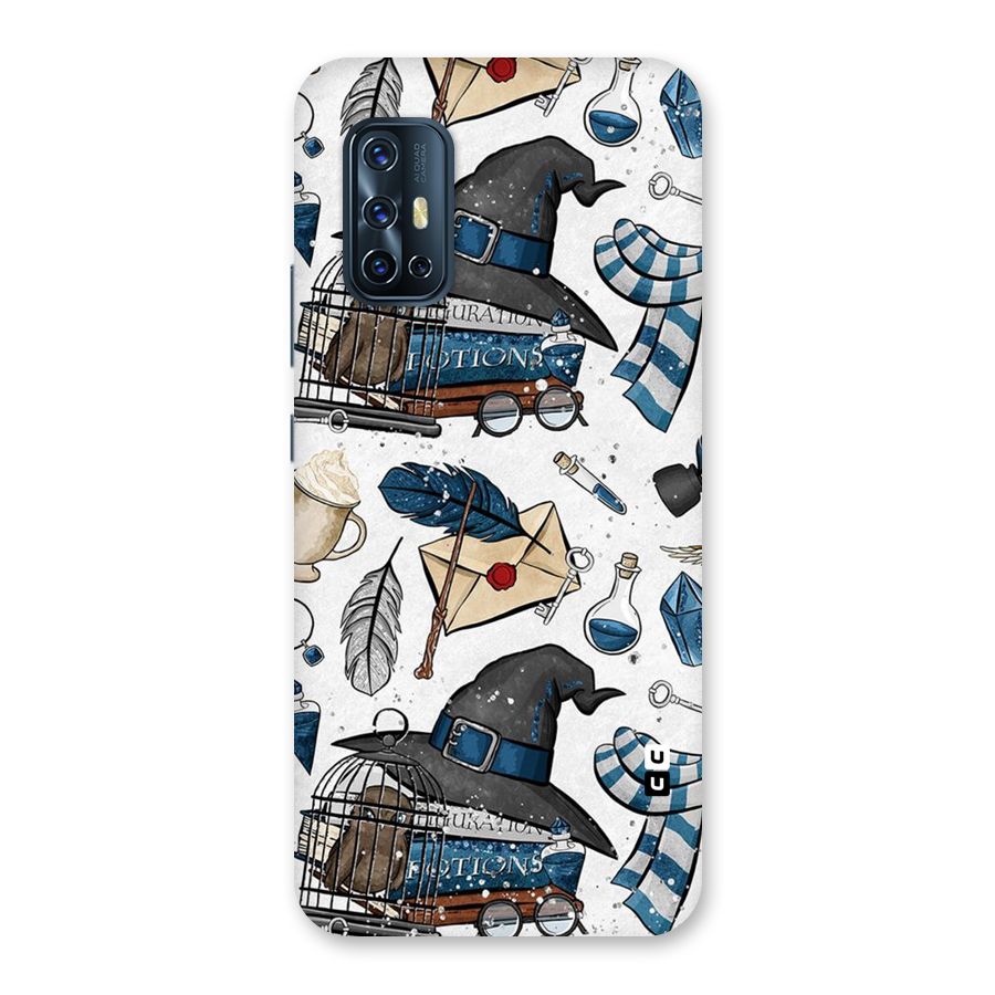 Blue Feather Hat Design Back Case for Vivo V17