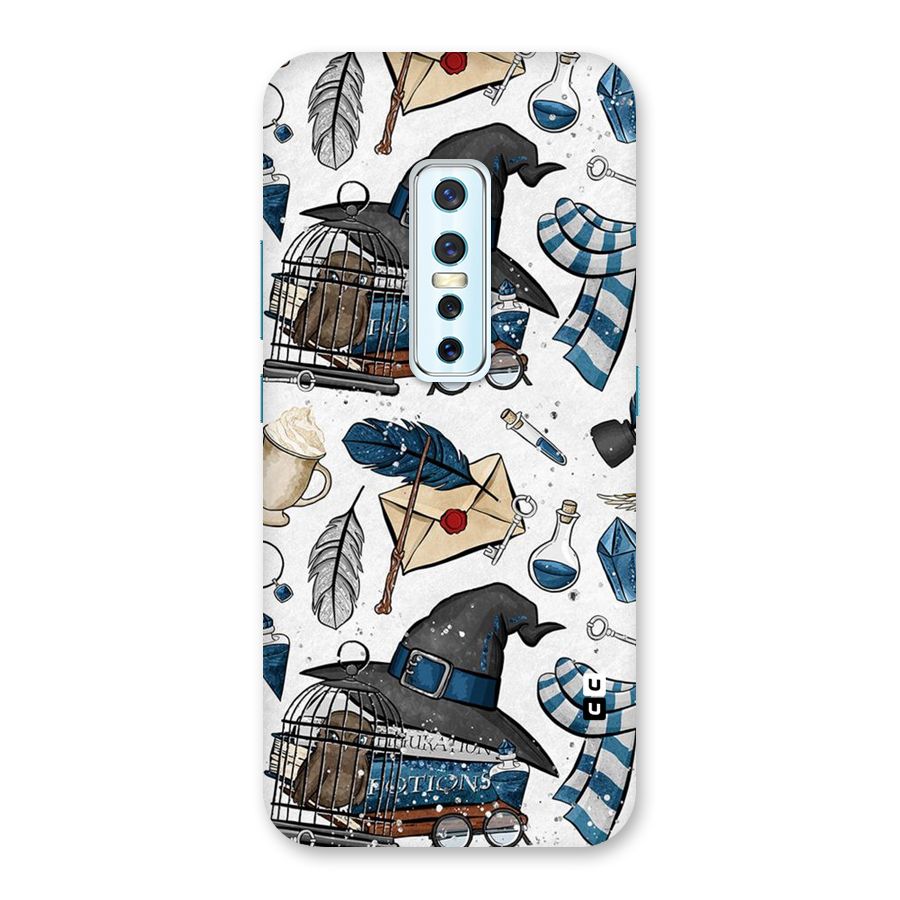 Blue Feather Hat Design Back Case for Vivo V17 Pro