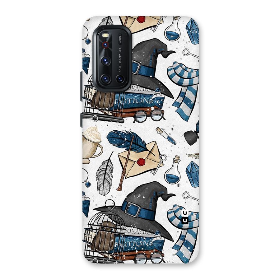 Blue Feather Hat Design Back Case for Vivo V19