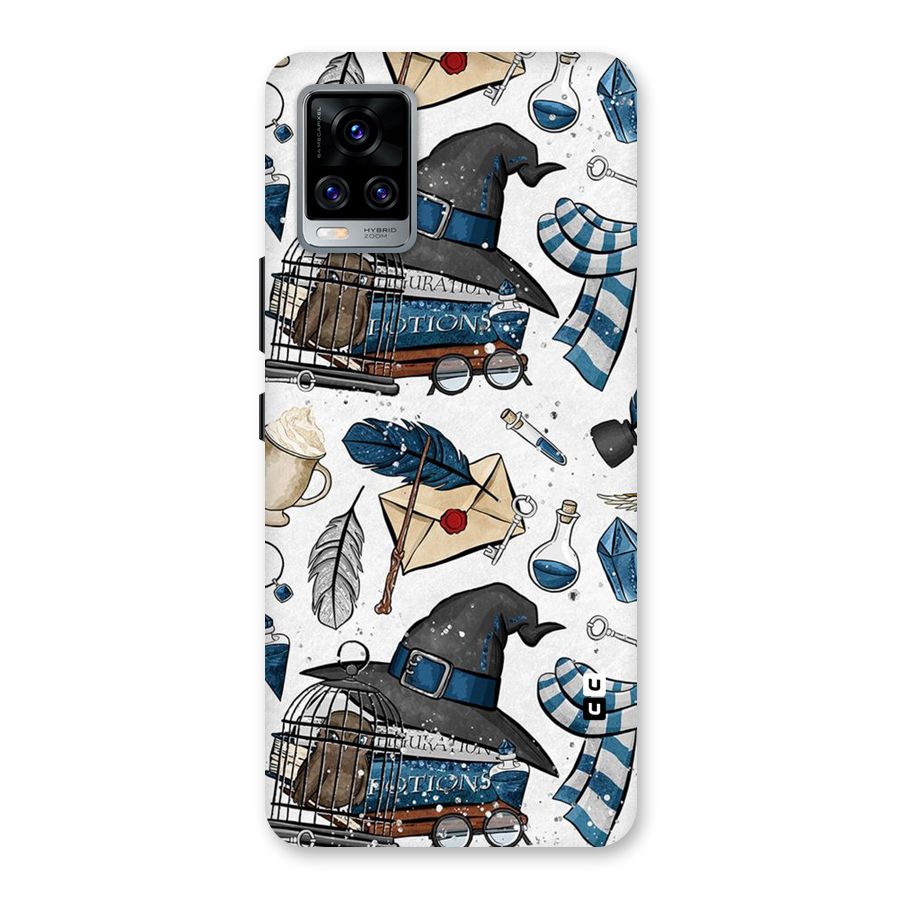 Blue Feather Hat Design Back Case for Vivo V20 Pro