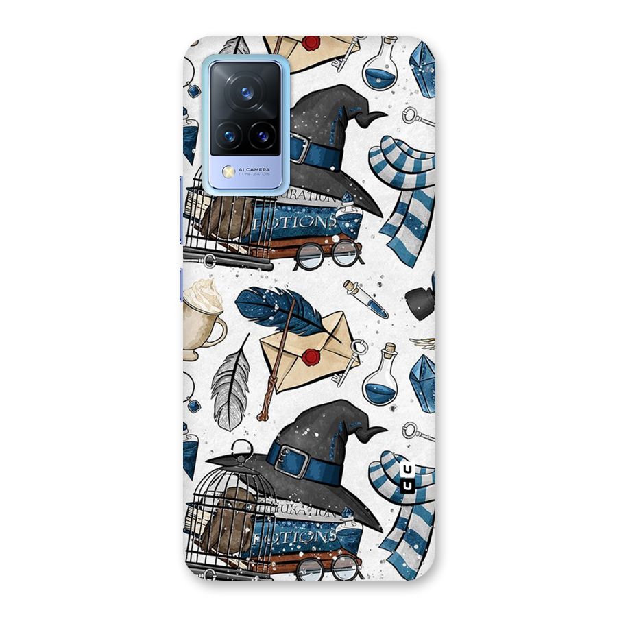 Blue Feather Hat Design Back Case for Vivo V21 5G