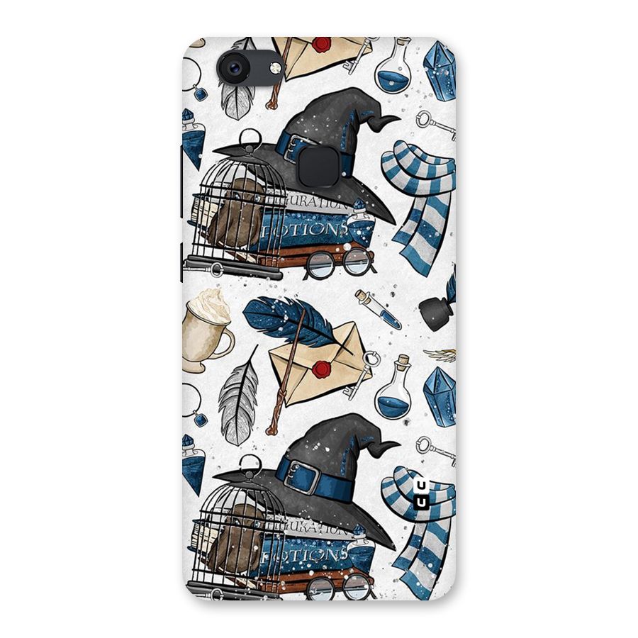 Blue Feather Hat Design Back Case for Vivo V7 Plus