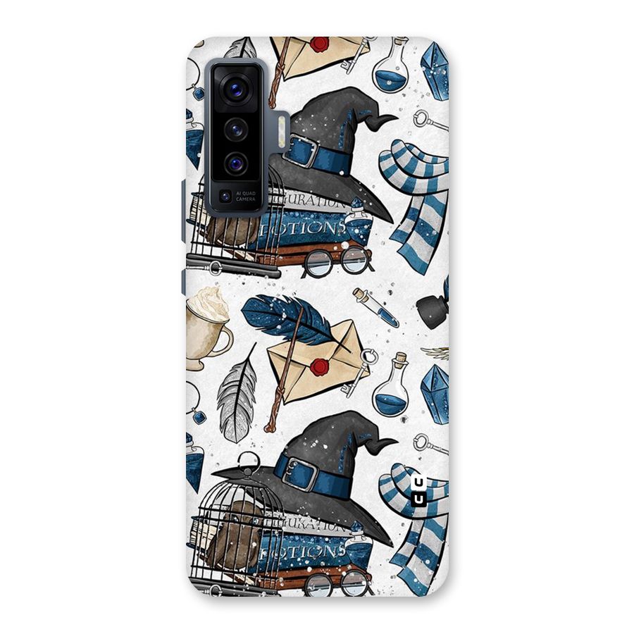 Blue Feather Hat Design Back Case for Vivo X50