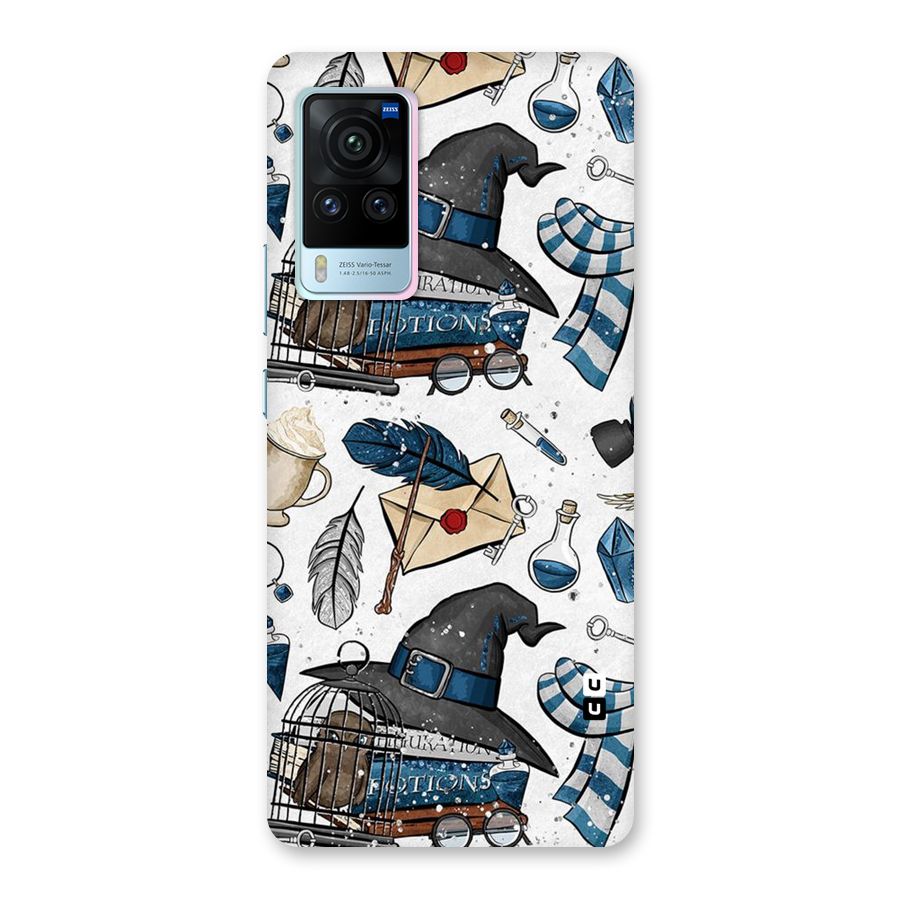 Blue Feather Hat Design Back Case for Vivo X60 Pro