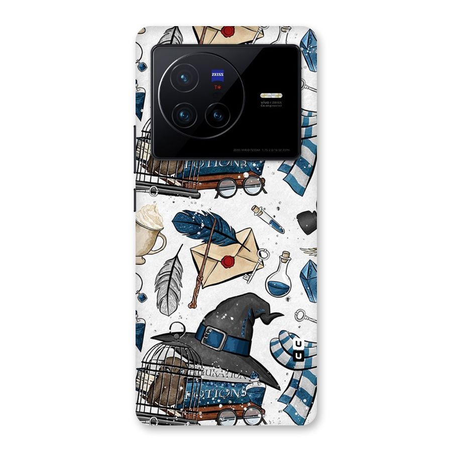 Blue Feather Hat Design Back Case for Vivo X80