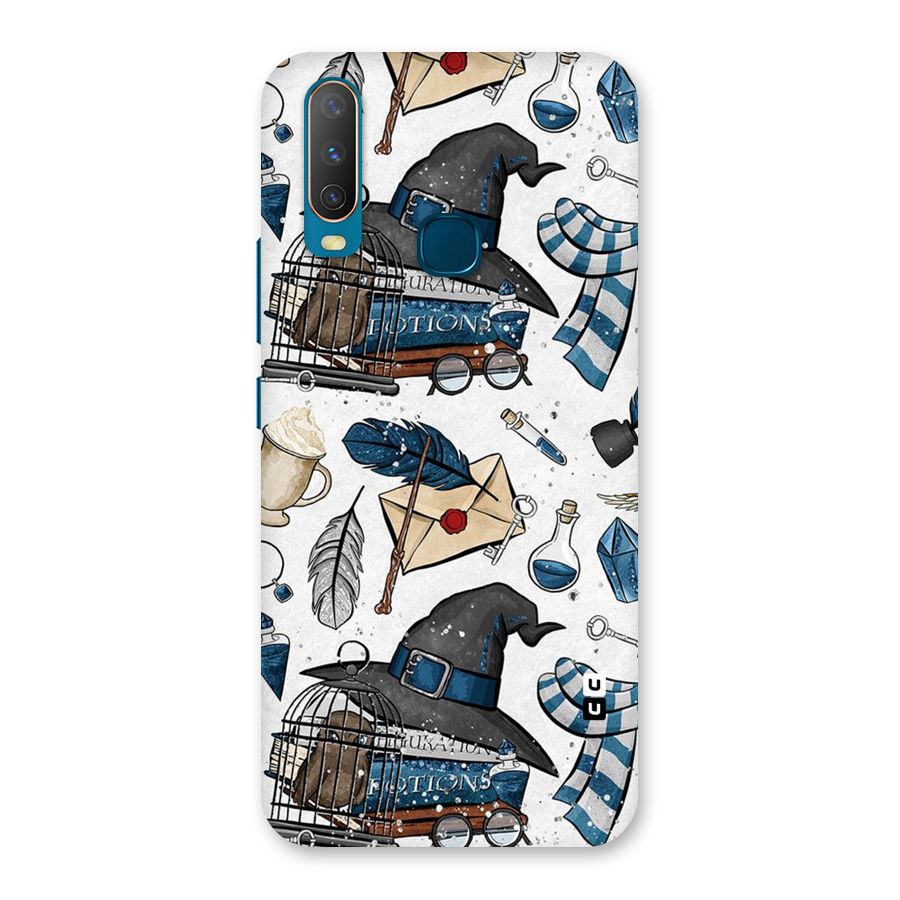 Blue Feather Hat Design Back Case for Vivo Y17