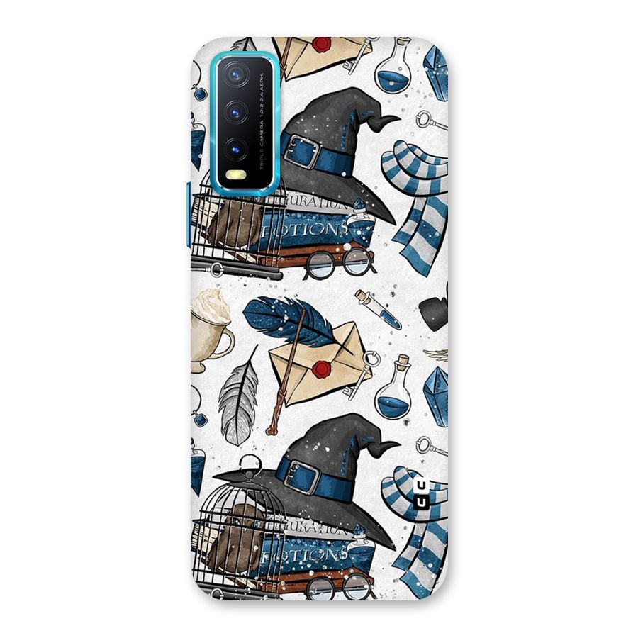 Blue Feather Hat Design Back Case for Vivo Y20