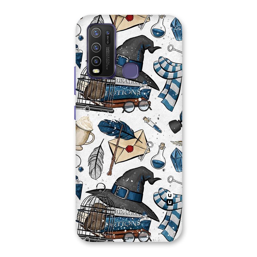 Blue Feather Hat Design Back Case for Vivo Y50