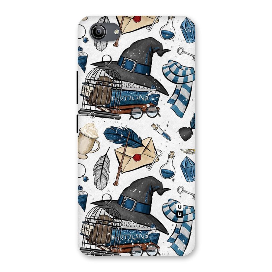 Blue Feather Hat Design Back Case for Vivo Y81i