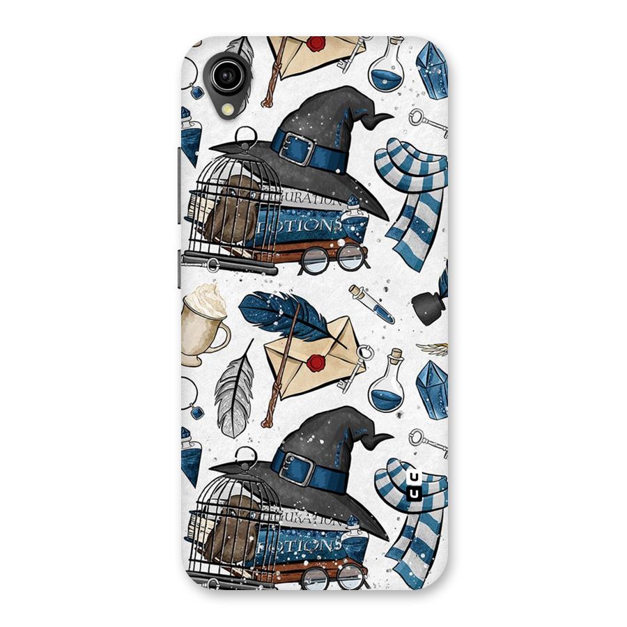 Blue Feather Hat Design Back Case for Vivo Y90