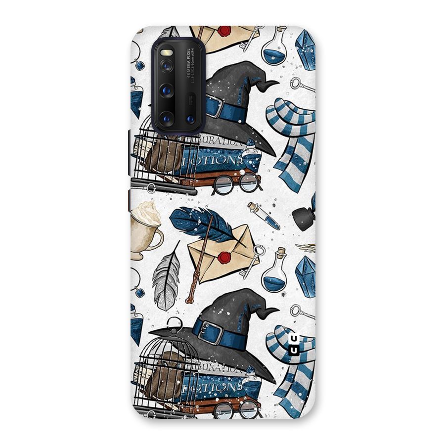 Blue Feather Hat Design Back Case for Vivo iQOO 3
