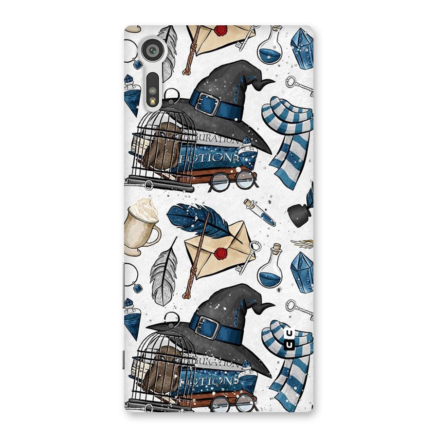 Blue Feather Hat Design Back Case for Xperia XZ
