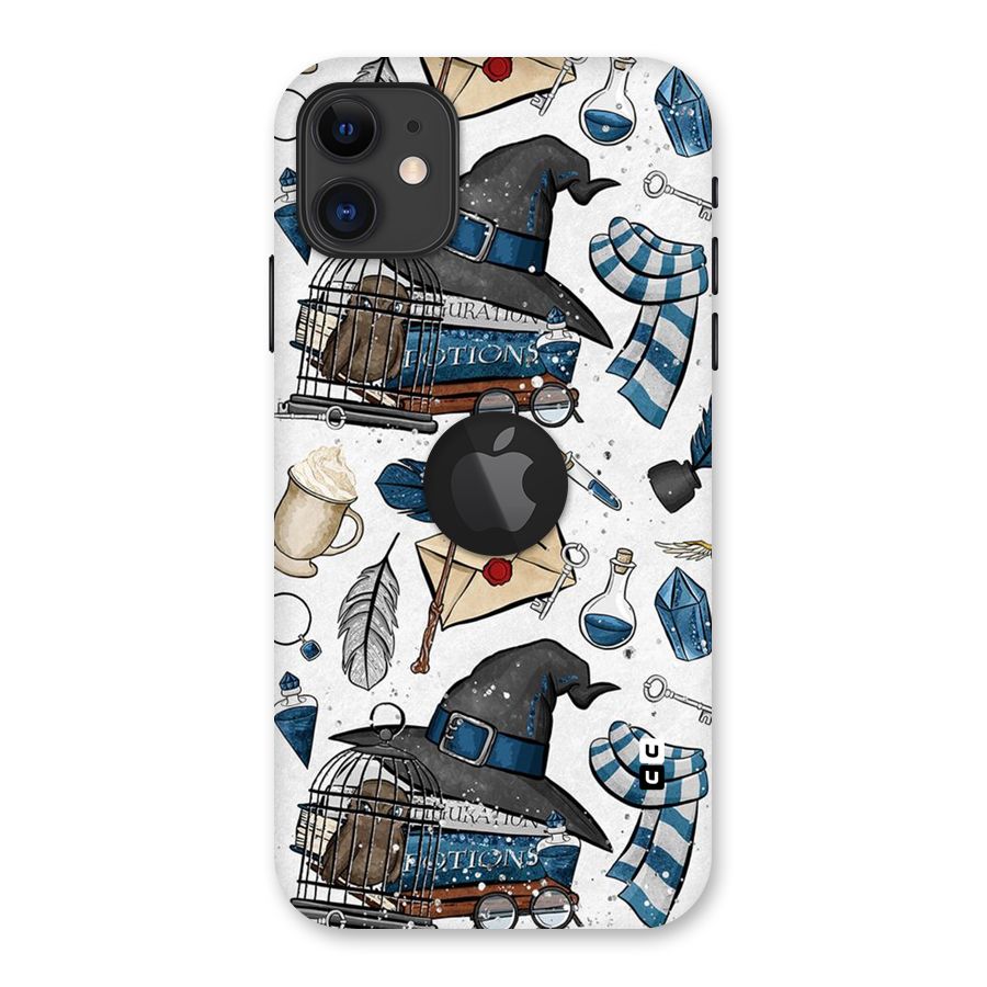 Blue Feather Hat Design Back Case for iPhone 11 Logo Cut