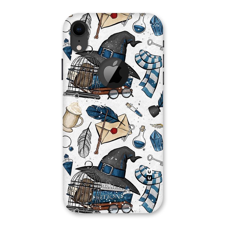 Blue Feather Hat Design Back Case for iPhone XR Logo Cut