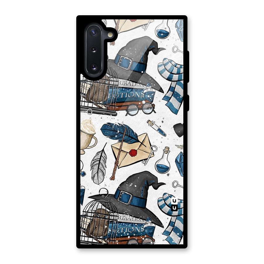 Blue Feather Hat Design Glass Back Case for Galaxy Note 10
