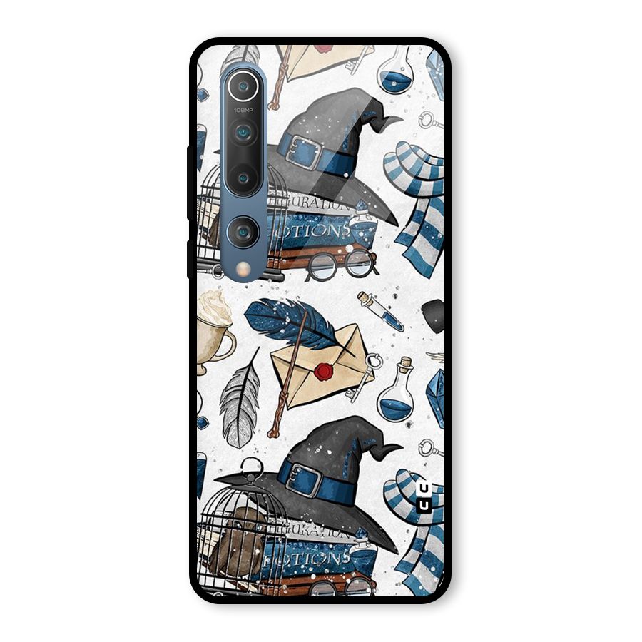 Blue Feather Hat Design Glass Back Case for Mi 10