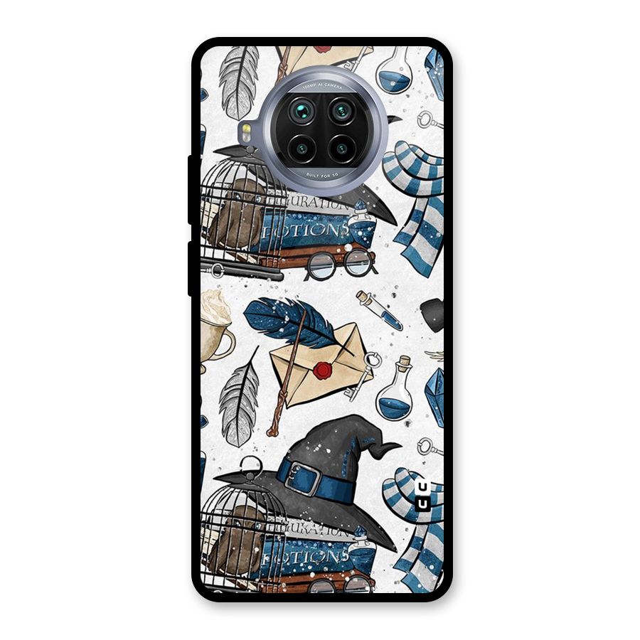 Blue Feather Hat Design Glass Back Case for Mi 10i