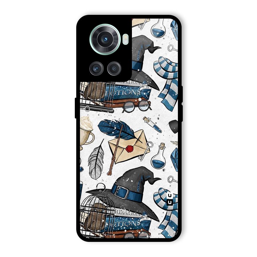 Blue Feather Hat Design Glass Back Case for OnePlus 10R
