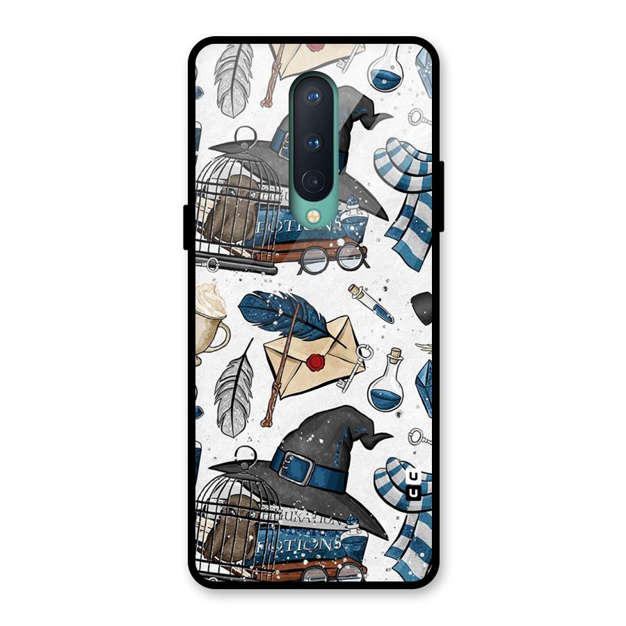 Blue Feather Hat Design Glass Back Case for OnePlus 8