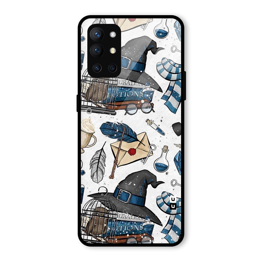 Blue Feather Hat Design Glass Back Case for OnePlus 9R