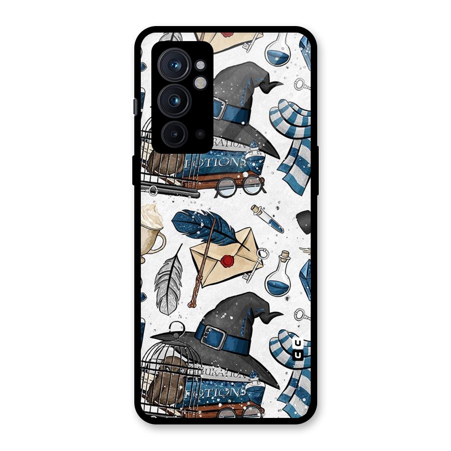 Blue Feather Hat Design Glass Back Case for OnePlus 9RT 5G