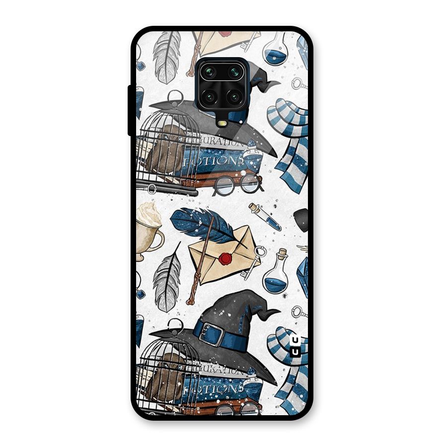 Blue Feather Hat Design Glass Back Case for Poco M2 Pro