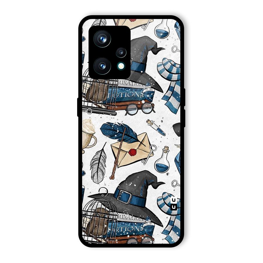 Blue Feather Hat Design Glass Back Case for Realme 9 Pro Plus 5G