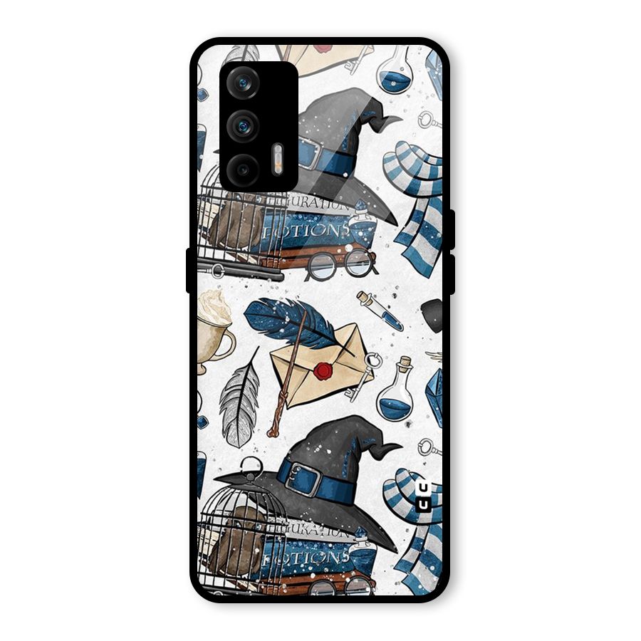 Blue Feather Hat Design Glass Back Case for Realme GT 5G